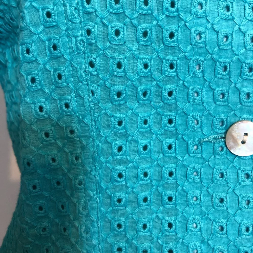 Ruby Rd. Teal Eyelet Jacket - Picture 4 of 8